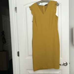 Gold Sleeves Dress With Back Slit